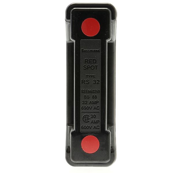 Fuse-holder, LV, 32 A, AC 690 V, BS88/A2, 1P, BS, back stud connected, black image 2