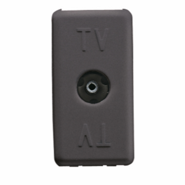 COAXIAL TV RESISTIVE SOCKET-OUTLET - IEC FEMALE CONNECTOR 9,5mm - FEEDTHROUGH 20 dB - 1 MODULE - SYSTEM BLACK image 1