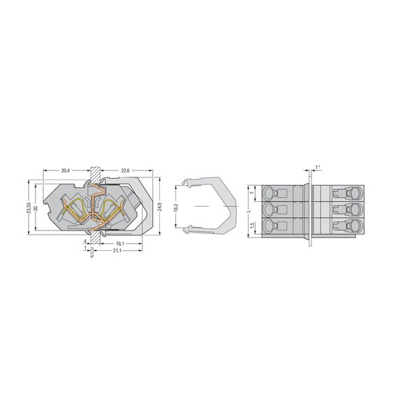 Modular, panel feedthrough center terminal block Conductor/conductor c image 4