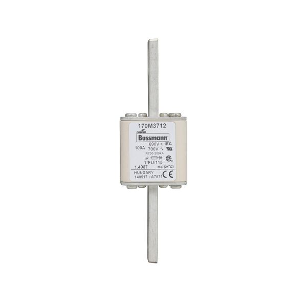 Fuse-link, high speed, 100 A, AC 690 V, compact size 1, 45 x 45 x 148 mm, aR, IEC, UL image 5