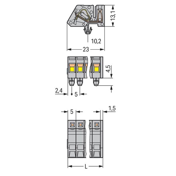 1-conductor female connector, angled CAGE CLAMP® 2.5 mm² gray image 4