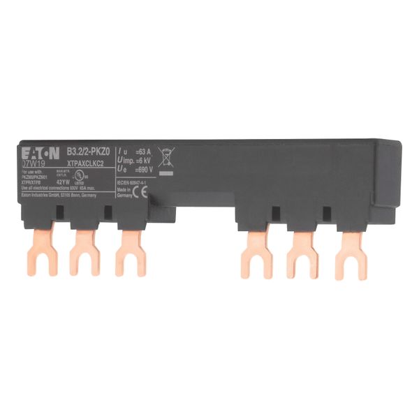 Three-phase busbar link, Circuit-breaker: 2, 108 mm, For PKZM0-... or PKE12, PKE32 without side mounted auxiliary contacts or voltage releases image 3