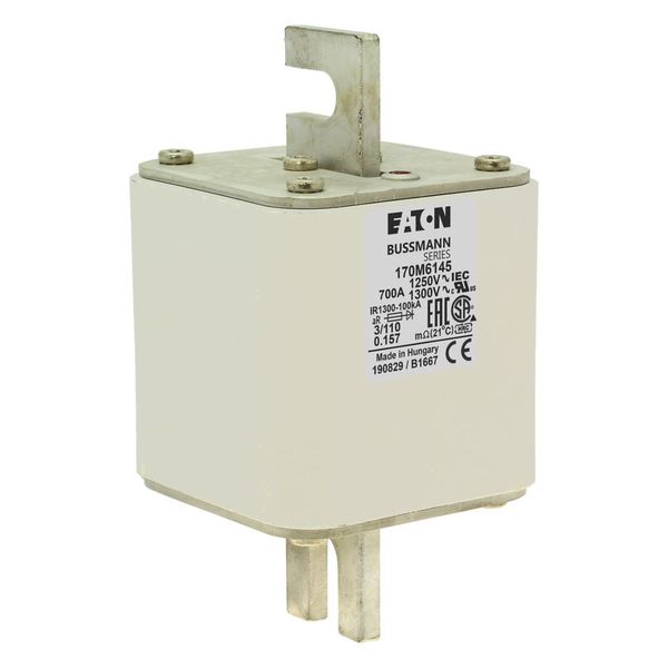 Fuse-link, high speed, 700 A, AC 1250 V, size 3, 76 x 90 x 139 mm, aR, DIN, IEC, single indicator image 9