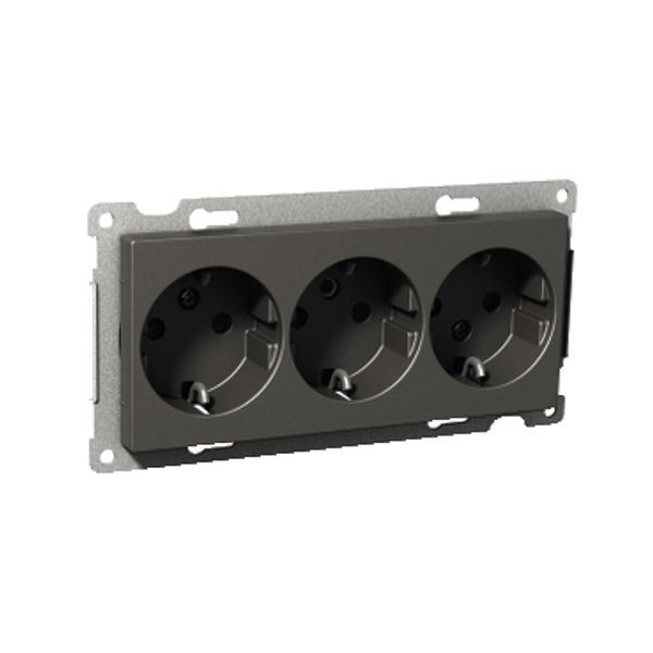 Exxact triple socket-outlet earthed screw anthracite image 2