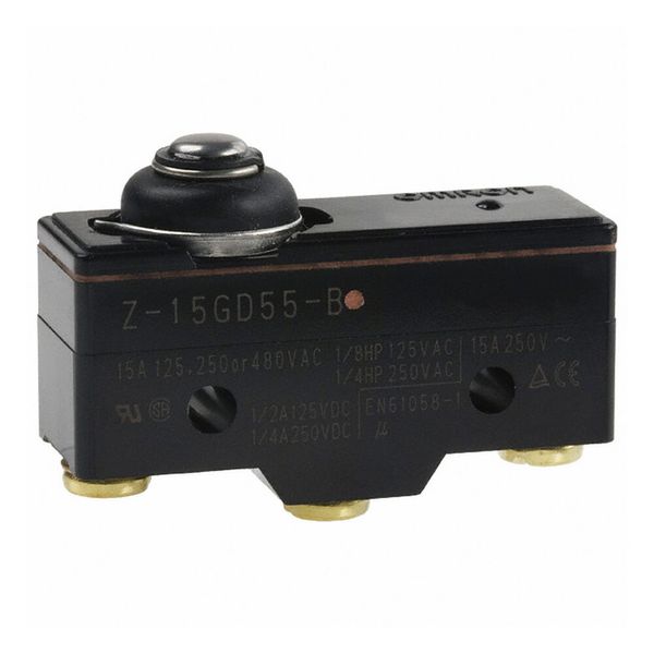 General purpose basic switch, short spring plunger, SPDT, 15 A, solder image 2