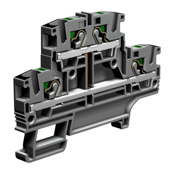 Push-in terminal block 4mm2, 2-levels interconnected, grey color image 1