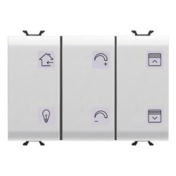 PUSH-BUTTON PANEL WITH INTERCHANGEABLE SYMBOLS - KNX - 6 CHANNELS - 3 MODULES - SATIN WHITE - CHORUS image 1
