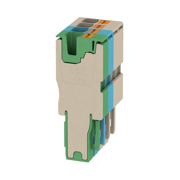 Plug (terminal), PUSH IN, 4 mm², 800 V, 32 A, dark beige, green image 1