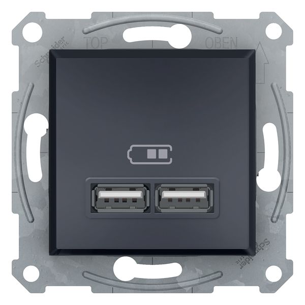 Asfora - double USB charger 2.1 A - anthracite image 3