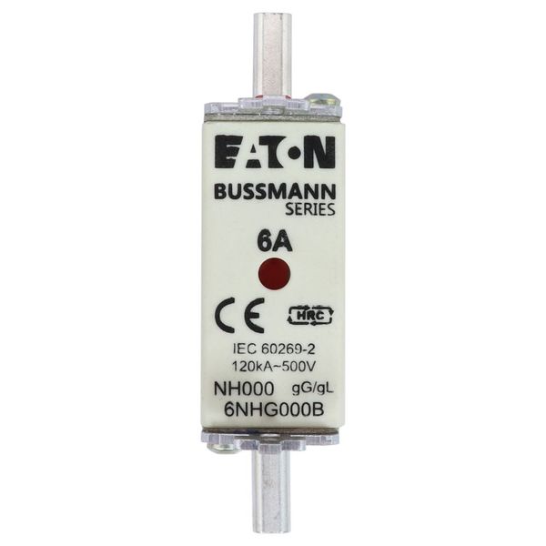 Fuse-link, LV, 6 A, AC 500 V, NH000, gL/gG, IEC, dual indicator, live gripping lugs image 21