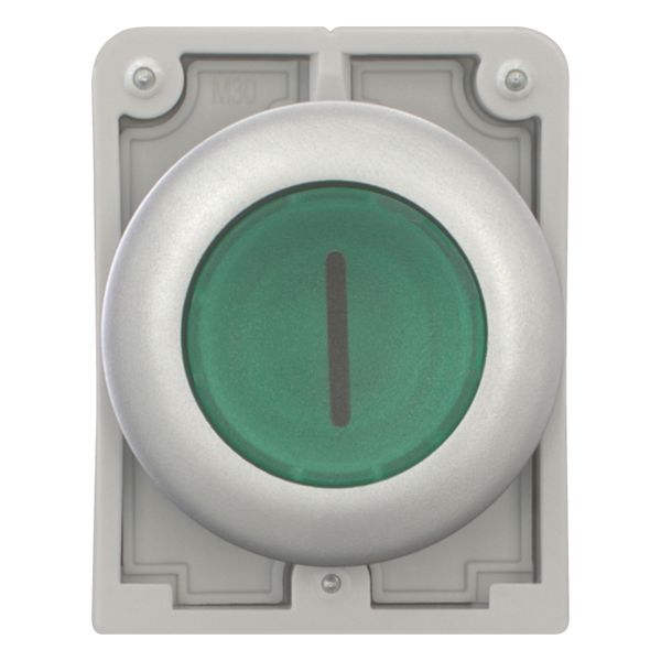 Illuminated pushbutton actuator, RMQ-Titan, Flat, momentary, green, inscribed 1, Metal bezel image 10