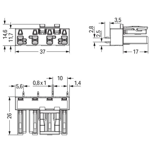 Socket for PCBs straight 4-pole light green image 7