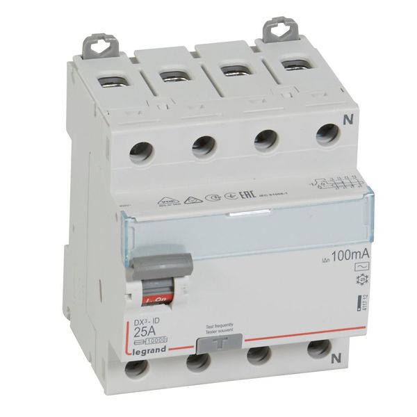 RCD DX³-ID - 4P - 400 V~ neutral right hand side - 25 A - 100 mA - AC type image 1