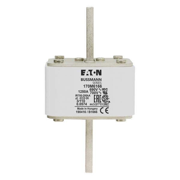 Fuse-link, high speed, 1250 A, AC 690 V, DIN 3, 76 x 90 x 139 mm, aR, DIN, IEC, single indicator image 7