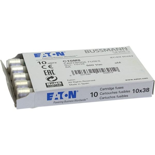 Fuse-link, LV, 8 A, AC 500 V, 10 x 38 mm, aM, IEC image 1