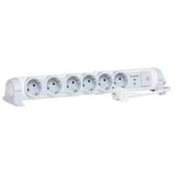 Multi-outlet extension for comfort/safety - 6x2P+E + v.s.p. - 1.5 m cord image 1