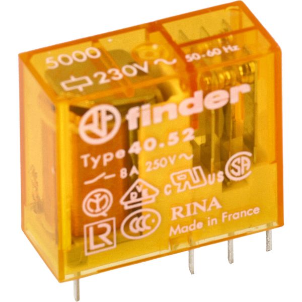 PCB/Plug-in Rel. 5mm.pinning 2CO 8A/230VAC/Agni+Au (40.52.8.230.5000) image 3