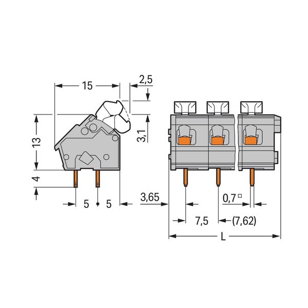 PCB terminal block push-button 2.5 mm² gray image 3