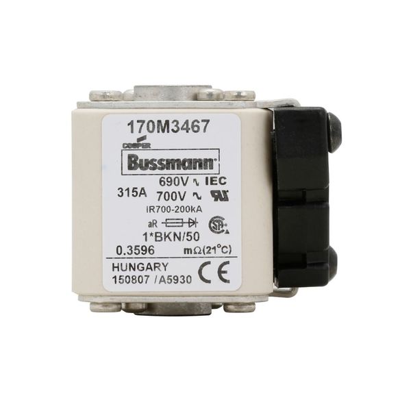 Fuse-link, high speed, 315 A, AC 690 V, compact size 1, aR, IEC, UL, single indicator image 7