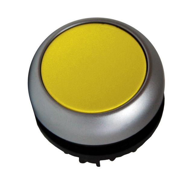 Illuminated Push-button, flat, spring-return, yellow image 1