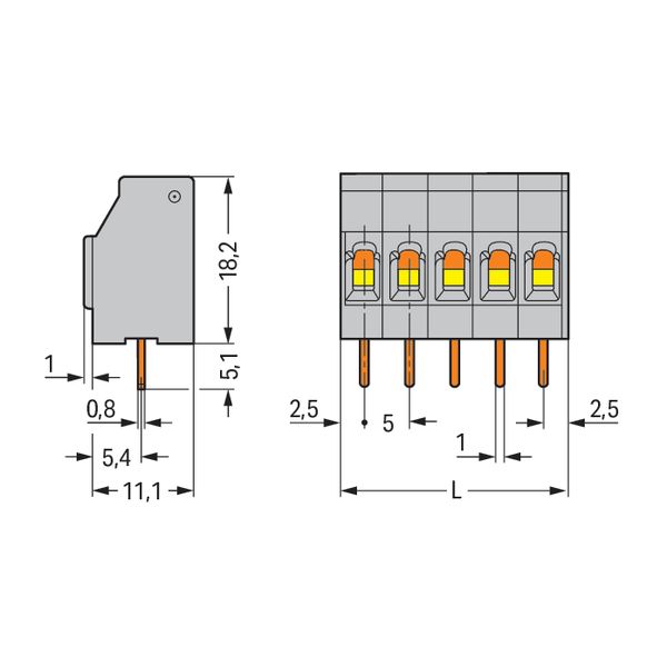 PCB terminal block 2.5 mm² Pin spacing 5 mm gray image 3