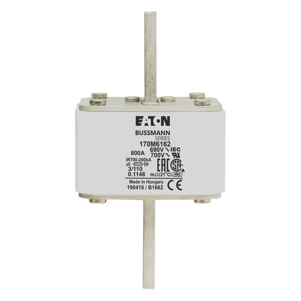 Fuse-link, high speed, 800 A, AC 690 V, DIN 3, 76 x 90 x 139 mm, aR, DIN, IEC, single indicator image 14