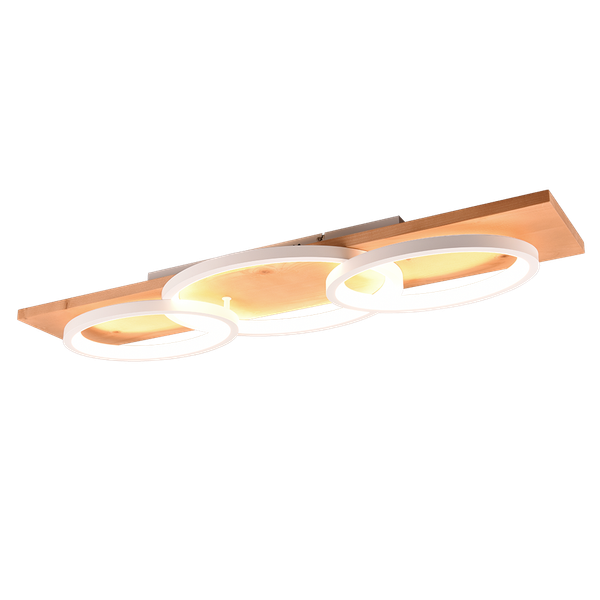 Barca LED ceiling lamp 3-pc matt white/wood image 1