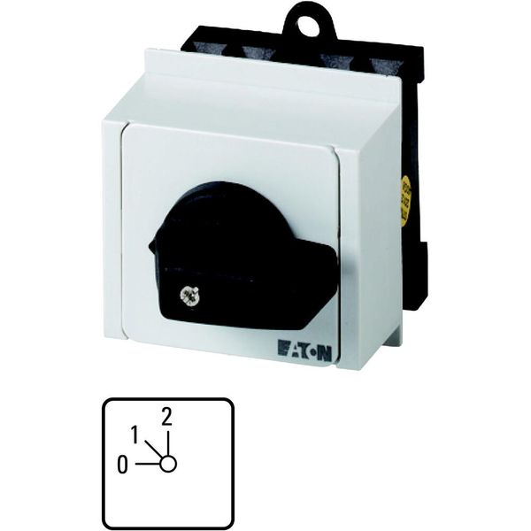 Step switches, T0, 20 A, service distribution board mounting, 3 contact unit(s), Contacts: 6, 45 °, maintained, With 0 (Off) position, 0-2, Design num image 2