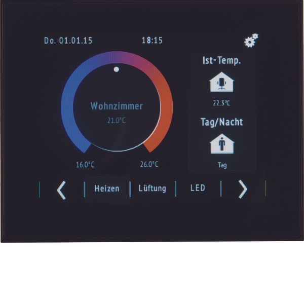 KNX Touch Control TFT display, intg bus coupling unit, KNX, black glos image 1