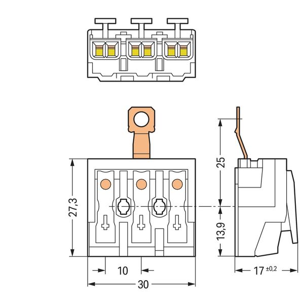 Lighting connector push-button, external with screw-type ground contac image 4