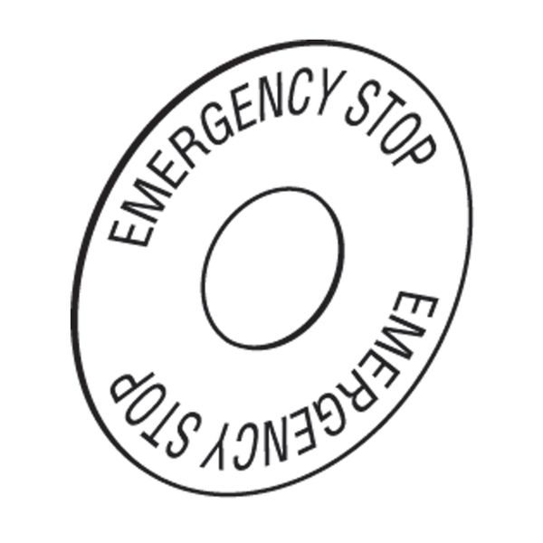 Harmony XB6, marked legend Ø 45 for emergency stop pushbutton, EMERGENCY STOP image 1