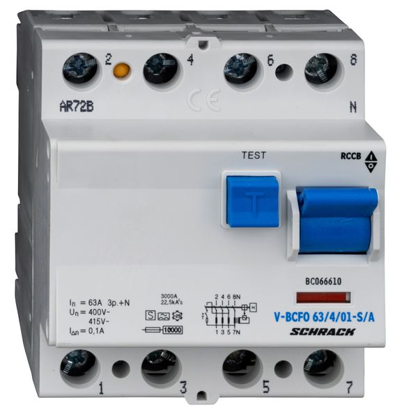 Residual current circuit breaker 63A, 4-p,100mA,type S, A, V image 5