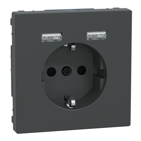 Merten - USB charger + schuko socket-outlet - 2.4A 16A - anthracite image 5