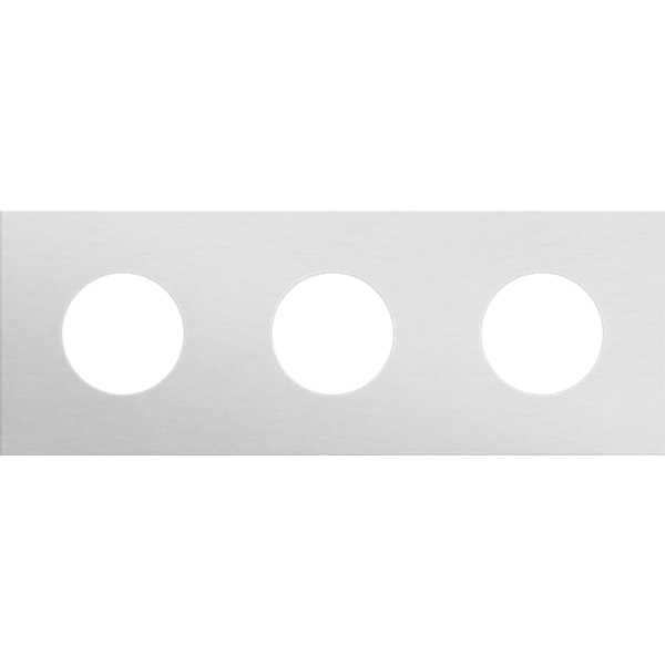 Threefold faceplate, 71 mm centre distance, for 3 socket outlets, Niko Rocker and Niko Toggle, alu grey brushed image 1