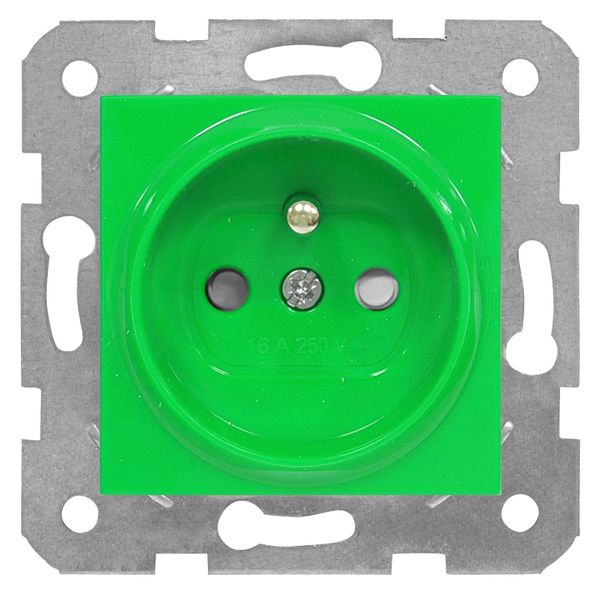 Pin socket outlet with safety shutter, green, cage clamps image 1