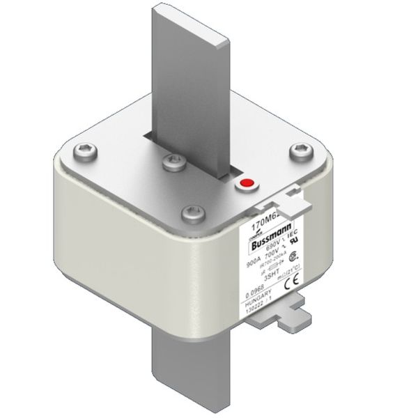 Fuse-link, high speed, 900 A, AC 690 V, size 3, 76 x 76 x 150 mm, aR, IEC, single indicator image 3