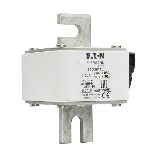 Fuse-link, high speed, 1100 A, AC 690 V, DIN 3, 76 x 92 x 109 mm, aR, DIN, IEC, single indicator image 14