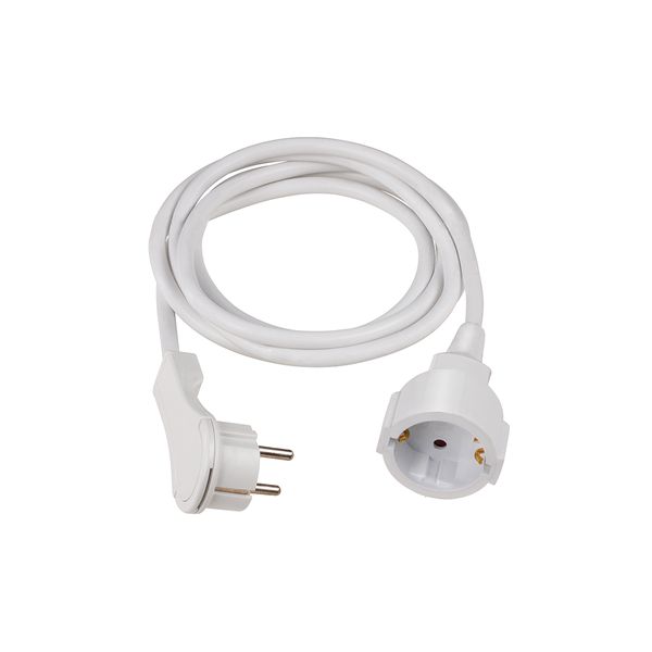 PVC Cable extension 10m H05VV-F 3G1,5 white with flat plugin polybag with label image 1