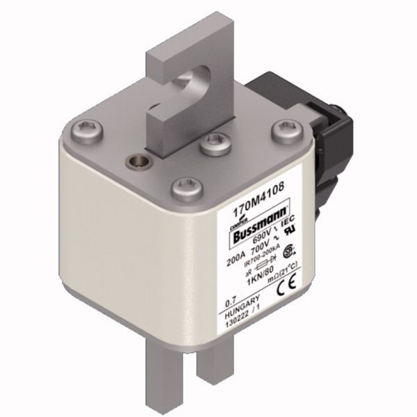 Fuse-link, high speed, 200 A, AC 690 V, DIN 1, 53 x 69 x 108 mm, aR, DIN, IEC, single indicator image 3