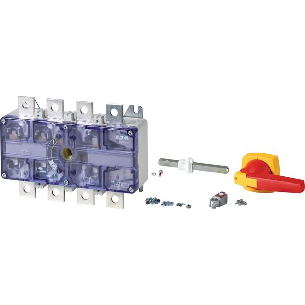 Switch-disconnector, DMV, 400 A, 3 pole, Emergency switching off function, With red rotary handle and yellow locking ring, With metal shaft for a cont image 5