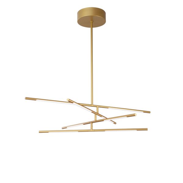 Triac Dimmable Brass Gold Metal & Acrylic  LED 48 Watt 230 Volt  3633Lm 3000K IP20  Included Two parts   Of Metal 33 & 43 cm   L: 84 W: 80 H: 81 cm Rotaing & Adjustable Two Options Of Height  81 - 52.5 cm image 1