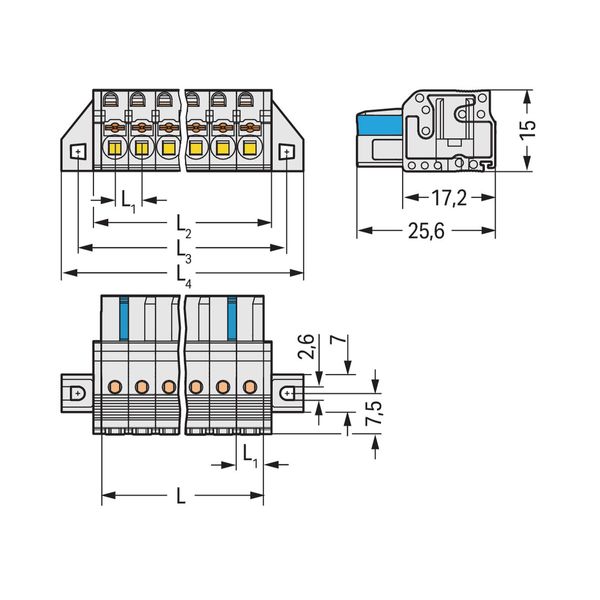 1-conductor female connector push-button Push-in CAGE CLAMP® light gra image 3