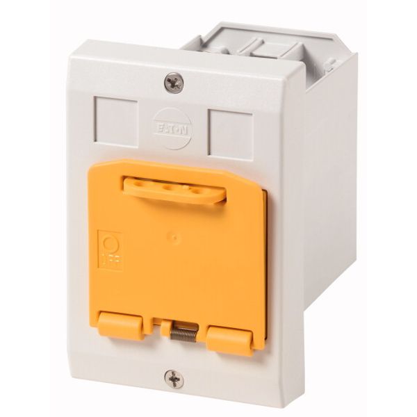 Insulated enclosure, E-PKZ0, H x W x D = 129 x 90 x 128 mm, flush-mounted, + yellow padlock device image 1