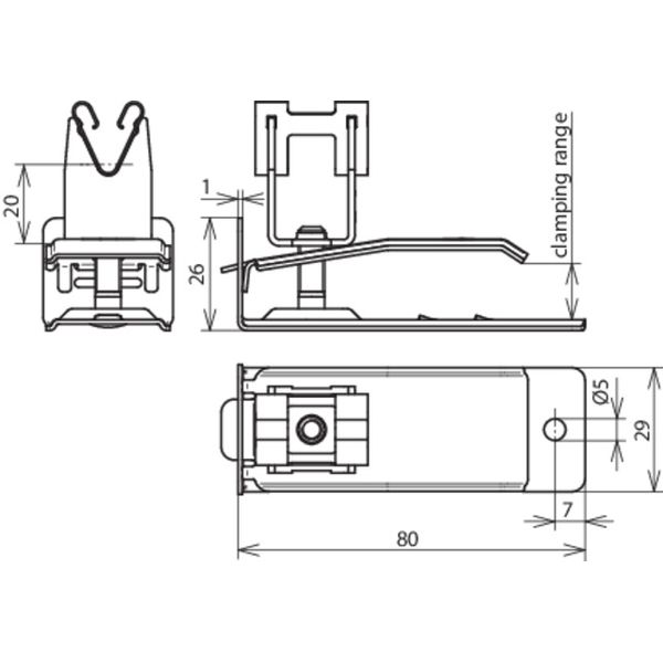 Roof cond. holder f. roof/wall plates clamping range 8-18mm f. Rd 8mm  image 2