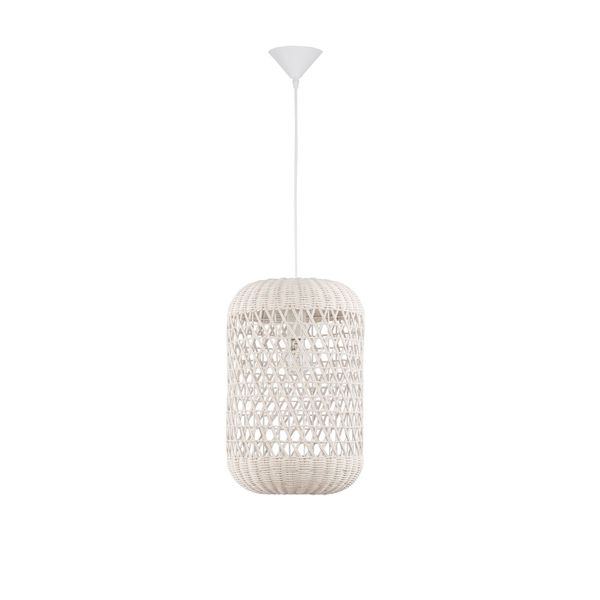 Ivory Rattan  White Fabric Wire & Base  LED E27 1x12 Watt 230 Volt  IP20 Bulb Excluded   D: 24.5 H1: 37 H2: 250 cm Adjustable height image 1