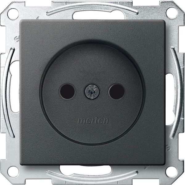 Socket-outlet without earth. contact, shutter, screw term., anthracite, System M image 1