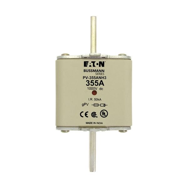 Fuse-link, high speed, 355 A, DC 1000 V, NH3, gPV, UL PV, UL, IEC, dual indicator image 15