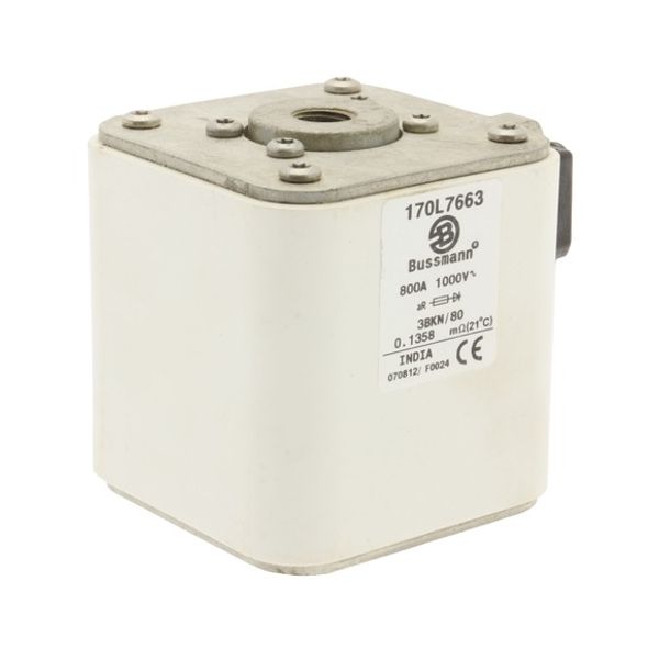 Fuse-link, high speed, 800 A, AC 1000 V, Size 3, 76 x 92 x 83 mm, aR, IEC, single indicator image 4