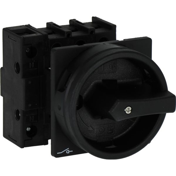 Main switch, P1, 40 A, flush mounting, 3 pole, 1 N/O, 1 N/C, STOP function, With black rotary handle and locking ring, Lockable in the 0 (Off) positio image 2