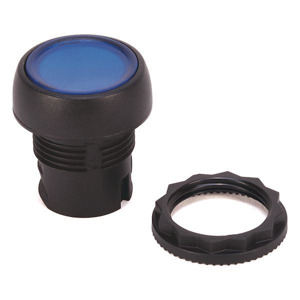 Push Button, Flush Blue Head, Illuminated, Plastic, 22.5mm image 1